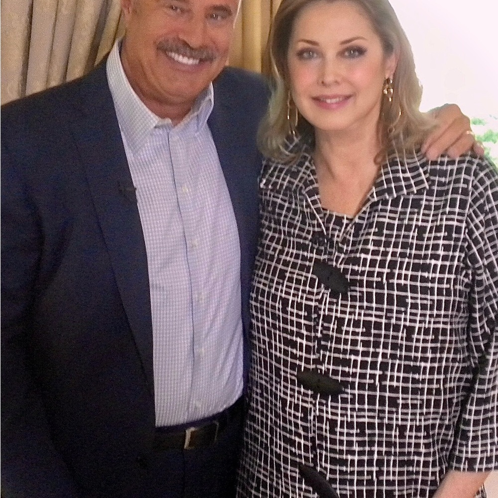 As seen on THE DR. PHIL SHOW: XL BLOUSE & JACKET SET, NAVY AND WHITE